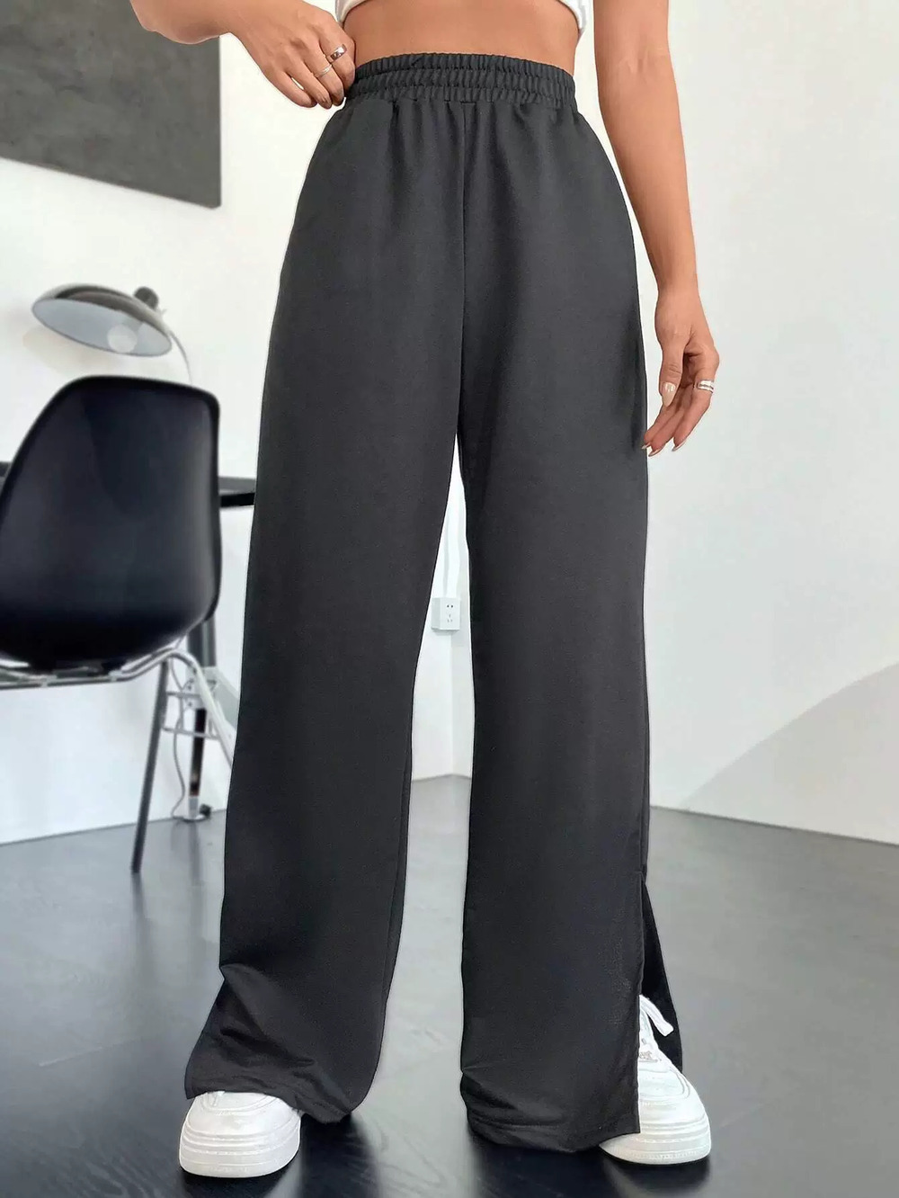 ZARA Fall Winter Fashion Casual Wide Straight Leg Sweatpants Elastic Waist